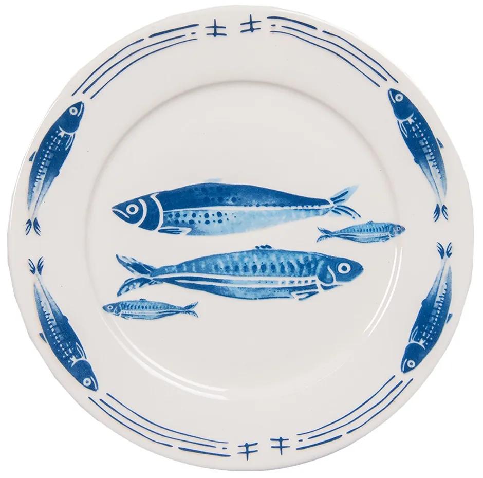 Porcelánový dezertný tanier s rybkami Fish Blue - Ø 20*2 cm