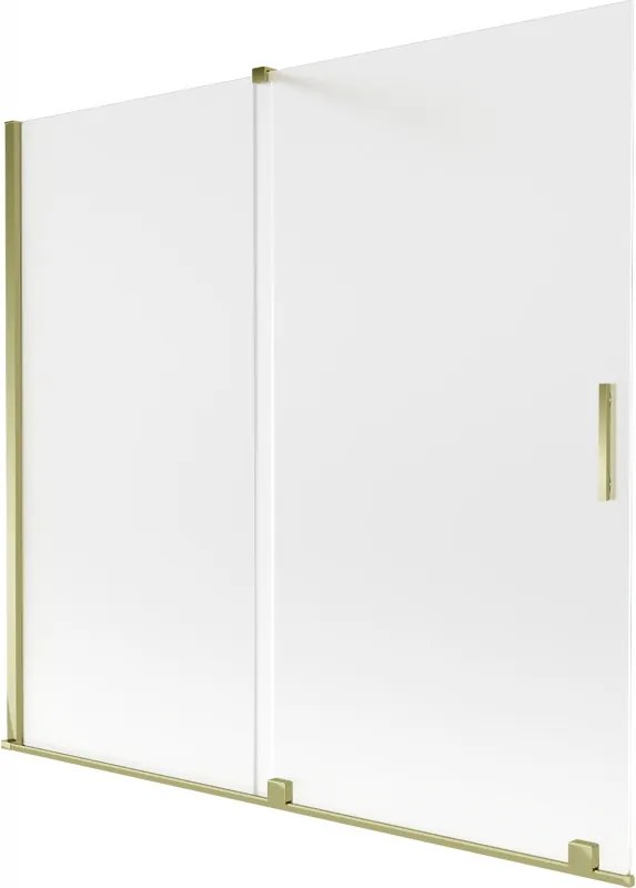 Mexen Velar, 2-krídlová posuvná vaňová zástena 170 x 150 cm, 8mm sklo námraza, zlatá lesklá, 896-170-000-31-50