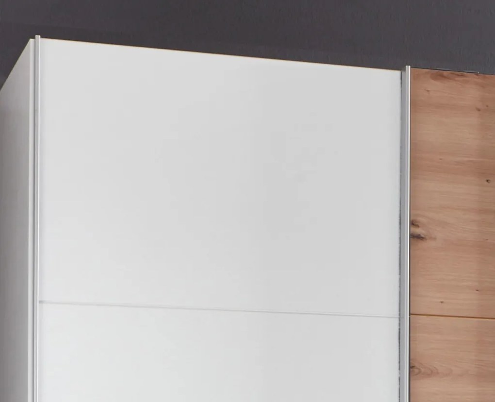Šatníková skriňa Bern, šírka 313 cm/výška 208 cm, biela/dub artisan