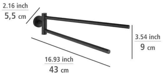 WENKO 24238100-Držiak uterákov BOSIO BLACK 5,5x43 cm nerez/strieborná