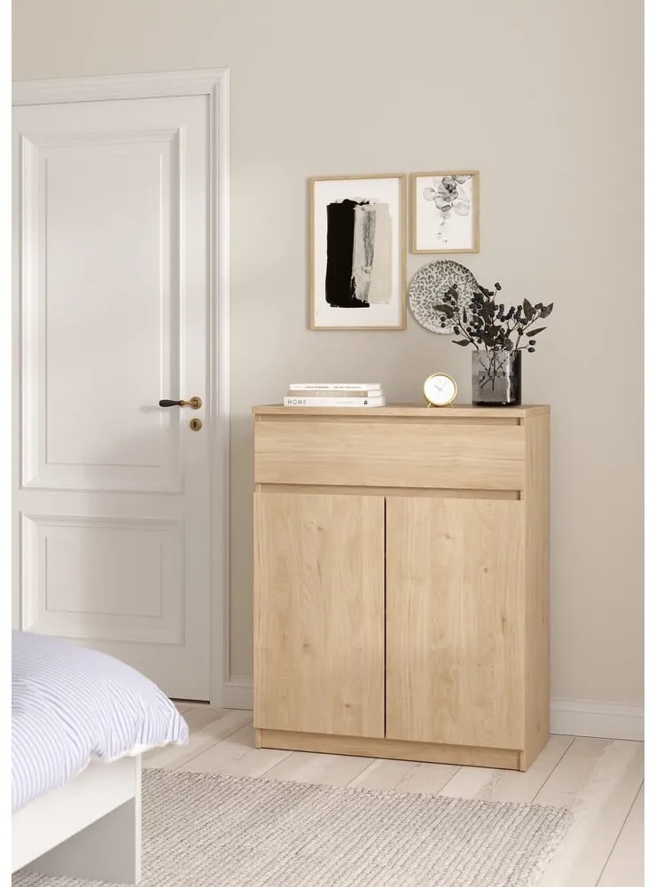 Komoda v dekore duba v prírodnej farbe 80x100x40 cm Naia – Tvilum
