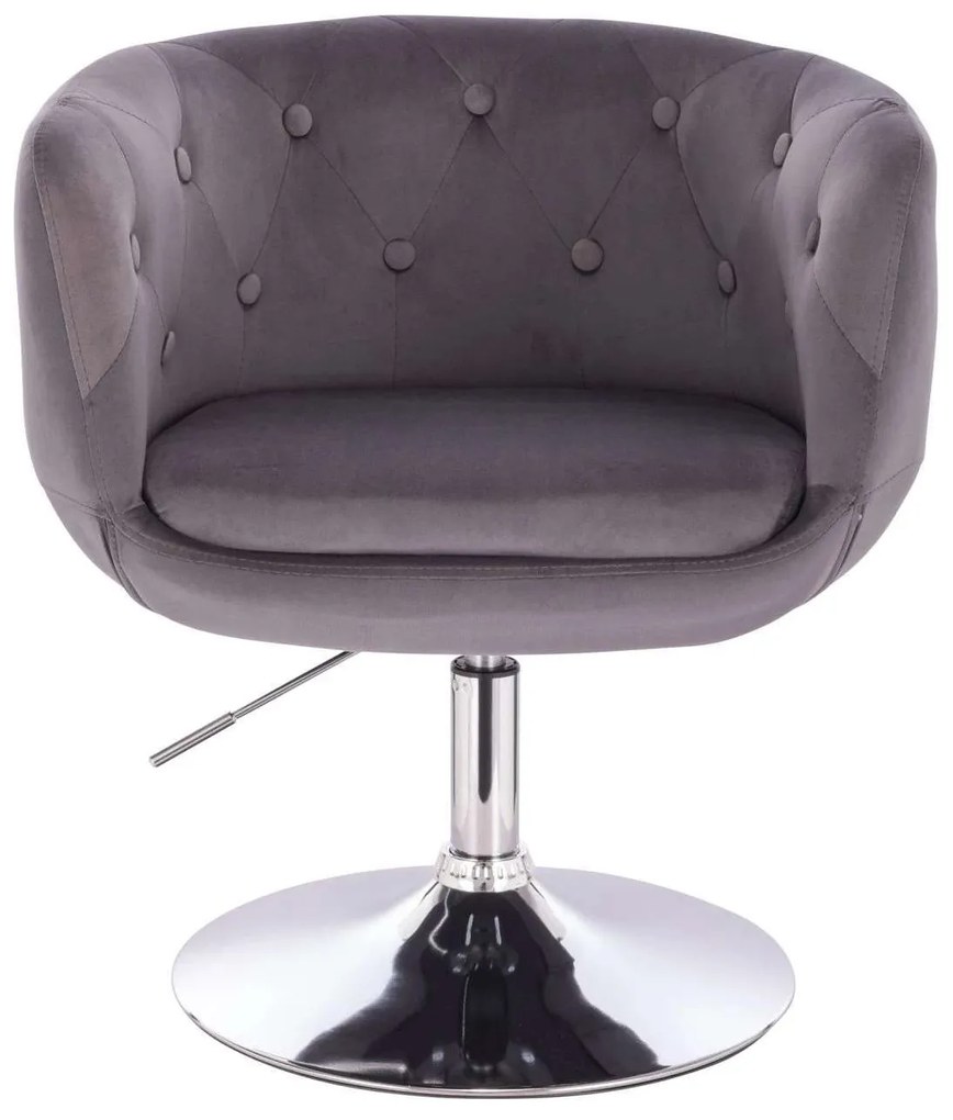 LuxuryForm DESIGN Kreslo MONTANA VELUR na striebornom tanieri - šedé