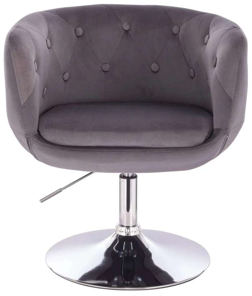 LuxuryForm DESIGN Kreslo MONTANA VELUR na striebornom tanieri - sivé
