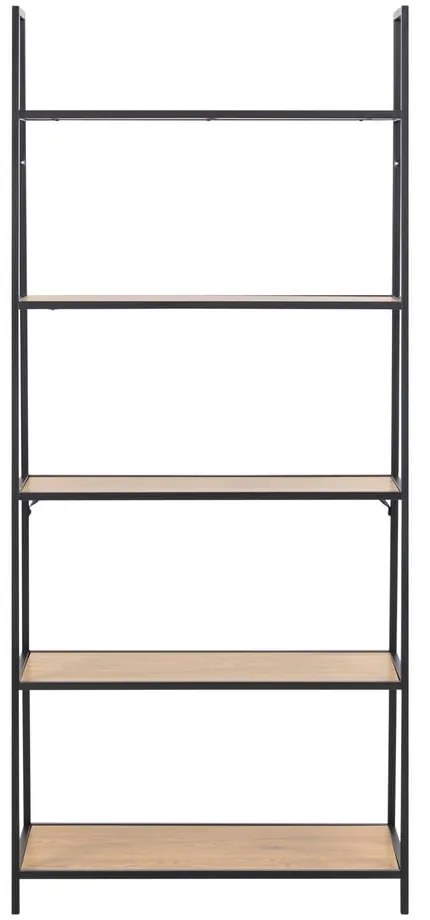Regál v dekore duba v čierno-prírodnej farbe 77x175 cm Seaford – Actona