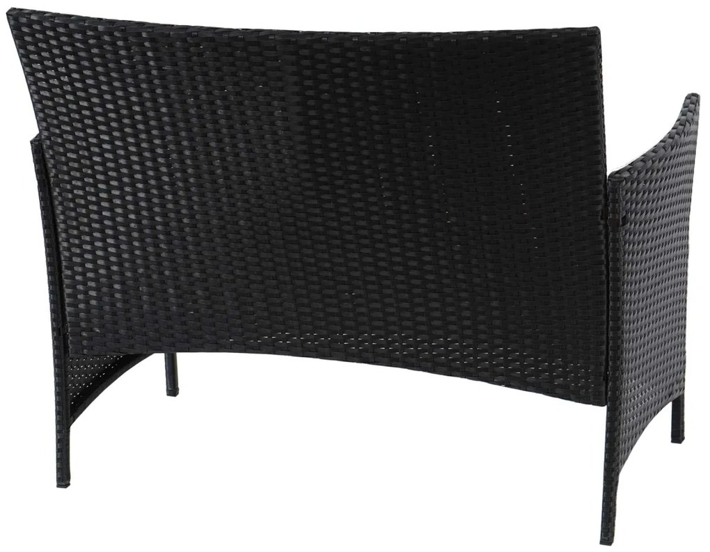 Polyratanová záhradná lavica Halden - antracit, vankúše antracit