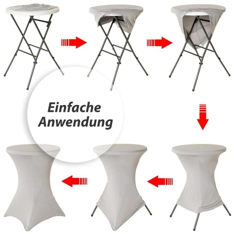 Poťah na vysoký stôl, elastický, 80 x 80 x 110 cm, sivý