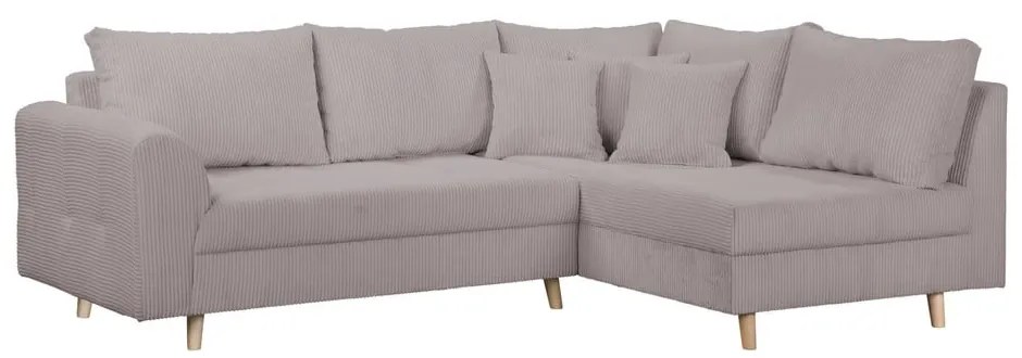 Sivá menčestrová rohová pohovka (pravý roh) Ariella – Ropez