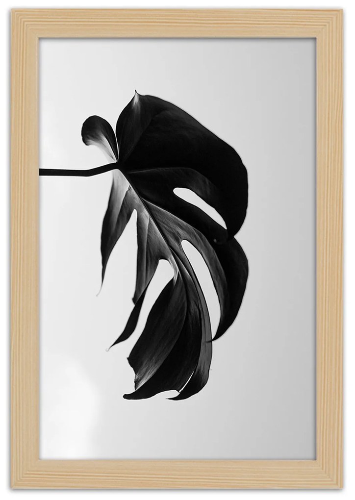 Gario Plagát Čierna a biela monstera list Farba rámu: Bez rámu, Rozmery: 20 x 30 cm