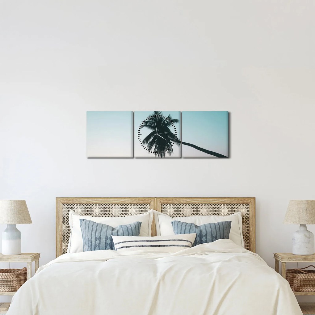 Obraz - Palma na Bali (s hodinami) (90x30 cm)