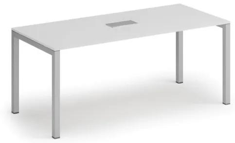 Stôl SQUARE 1800 x 800 x 750, biela + stolná zásuvka TYP V, strieborná