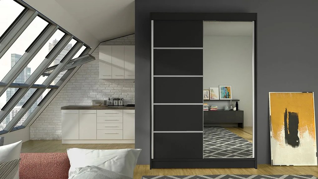 Posuvná skriňa Parys III, Farby: kašmír, Osvetlenie: osvetlenie LED RGB - farebné