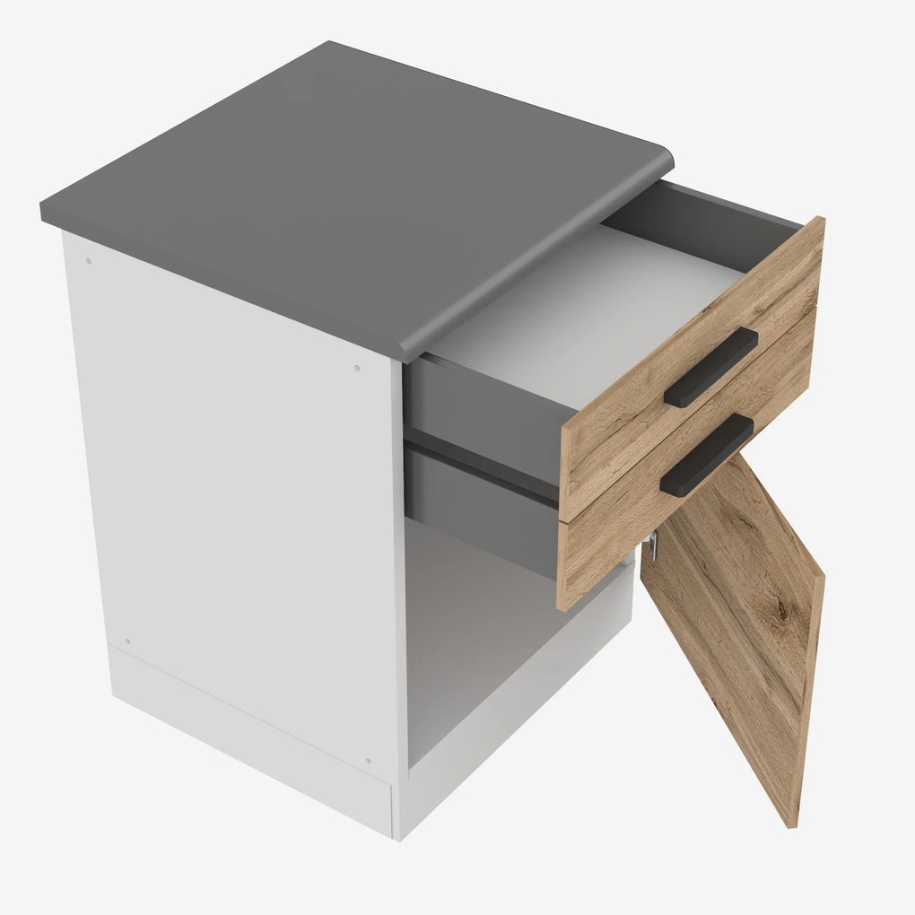 Kuchynská skrinka Belini Premium Full Version spodná so zásuvkami 60 cm dub wotan s pracovnou doskou