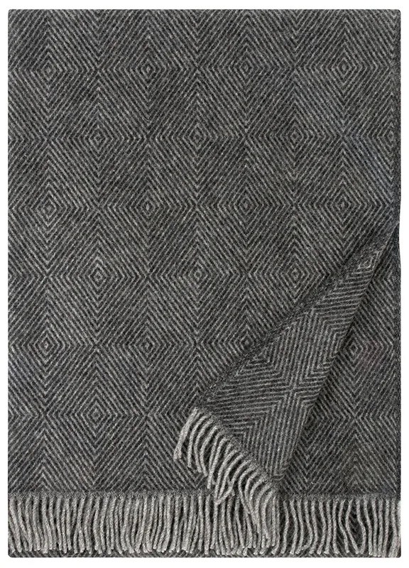 Vlnená deka Maria 130x180, čierno-sivá