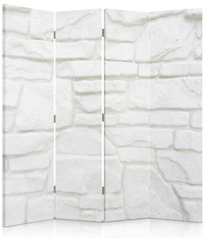 Ozdobný paraván Bílá stěna - 145x170 cm, štvordielny, klasický paraván