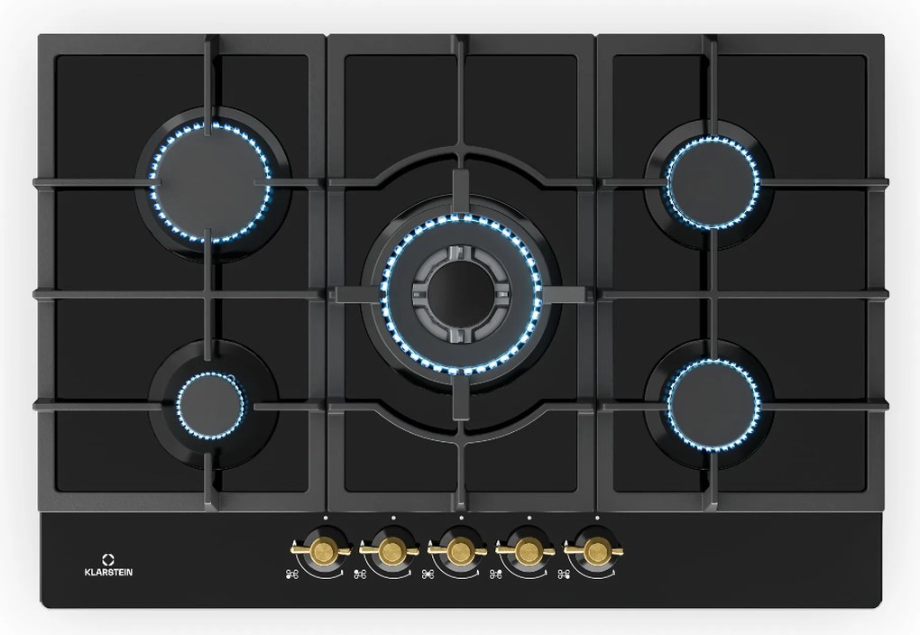 Klarstein Victoria 5, plynová varná doska, 5 Sabaf horákov, sklokeramika, retro vzhľad
