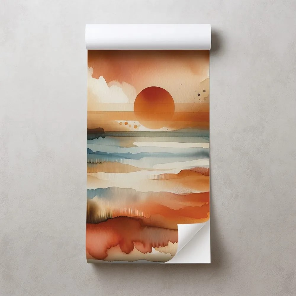 Samolepiaca tapeta abstraktný akvarelový západ slnka