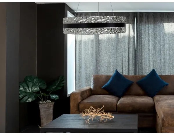 LED Stmievateľný luster na lanku LED/80W/230V 3000-6500K čierna + diaľkové ovládanie