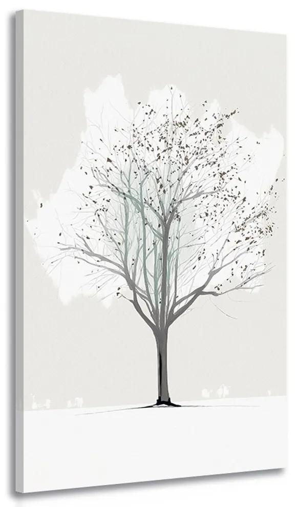 Obraz minimalistický zimný strom - 50x100