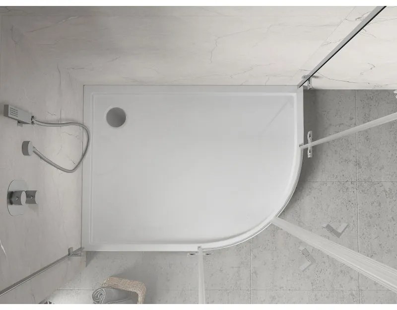 Mexen Flow+, štvrťkruhová asymetrická sprchová vanička, ľavá, 100 x 80 cm, biela lesklá, 46Q108010LH