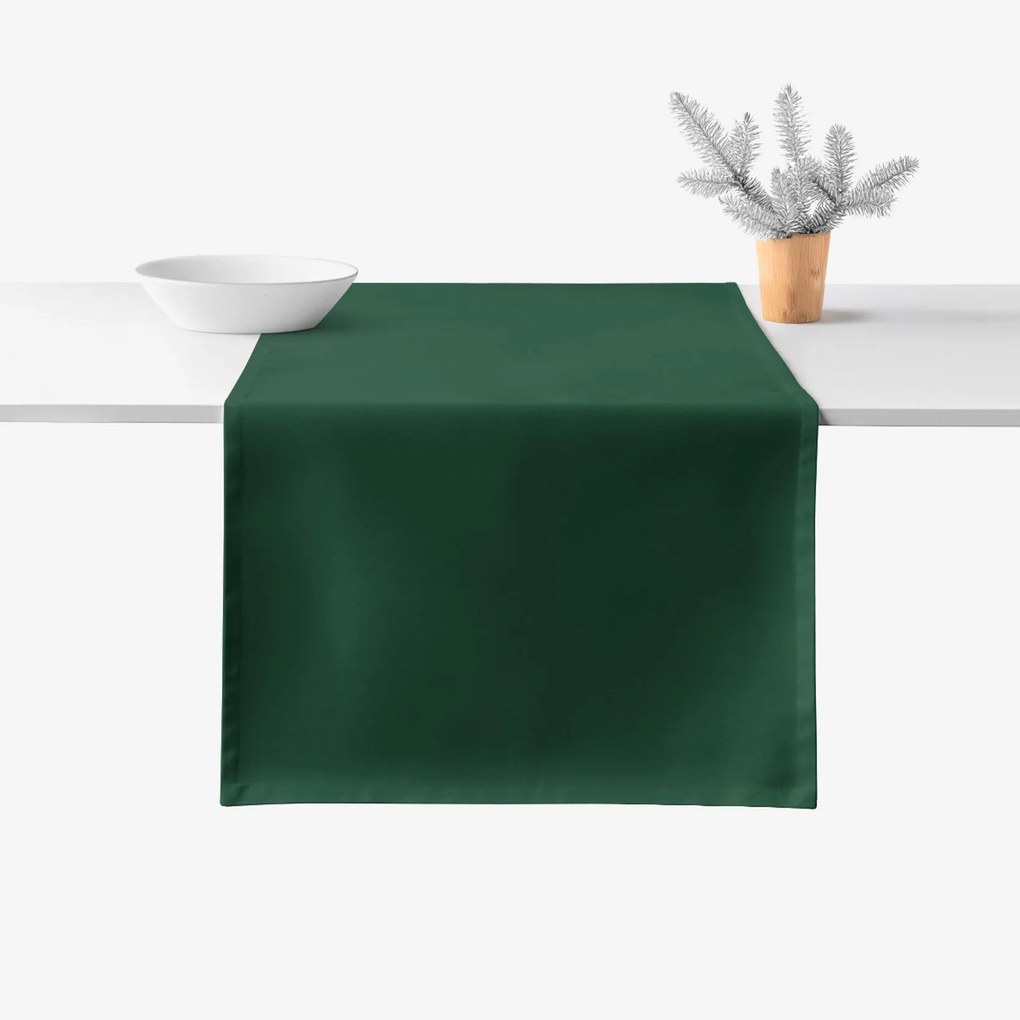 Goldea vianočný behúň na stôl 100% bavlnené plátno - tmavo zelený 35x160 cm