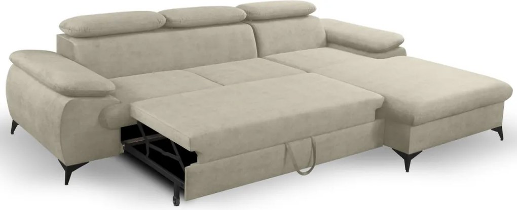 Rohová sedacia súprava Scala, béžová látka, pravý roh