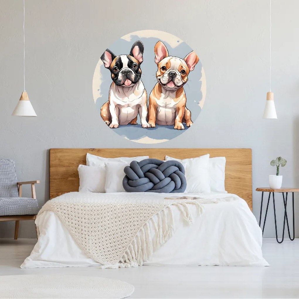 100x100cm Francúzske buldočky - textilná nálepka na stenu Veľkosť: 100 cm