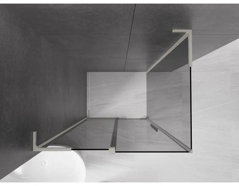 Mexen Velar L, sprchový kút s posuvnými dverami 120 x 110 cm, 8mm šedé sklo, brúsená oceľ, 871-120-110-43-97