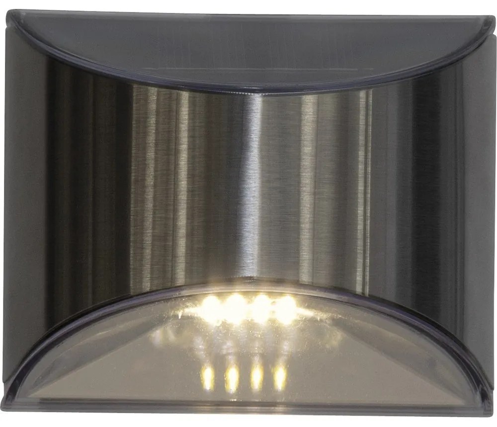 Súprava 2 nástenných nerezových solárnych LED svietidiel Star Trading Wally, výška 8 cm