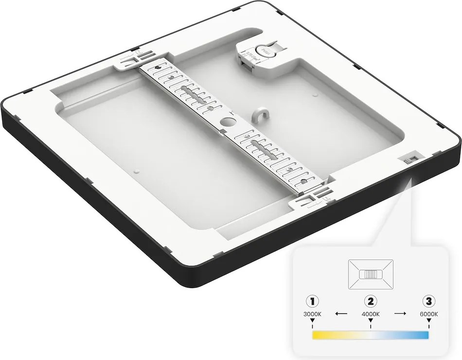 Stropné LED svietidlo Evora Square, 1x LED 18w, 3000-6000k, 3CCT, b