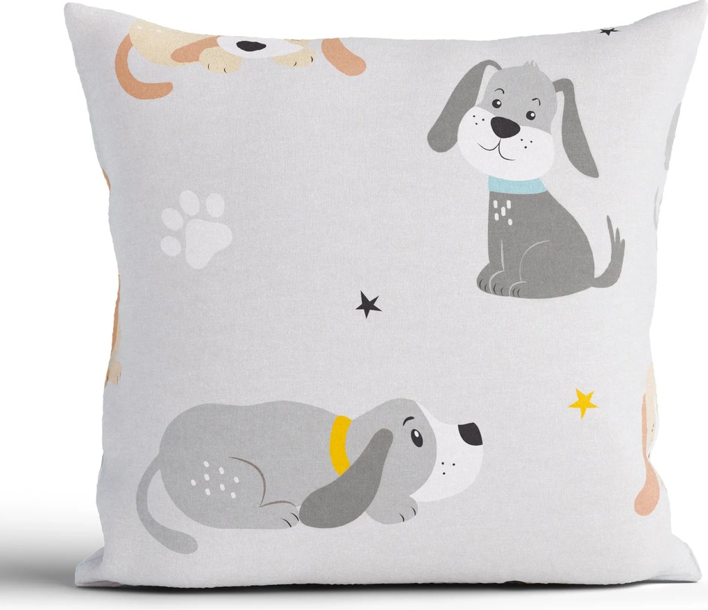 Bavlnená obliečka na vankúšik Renforcé 40 × 40 cm – Psíci sivé