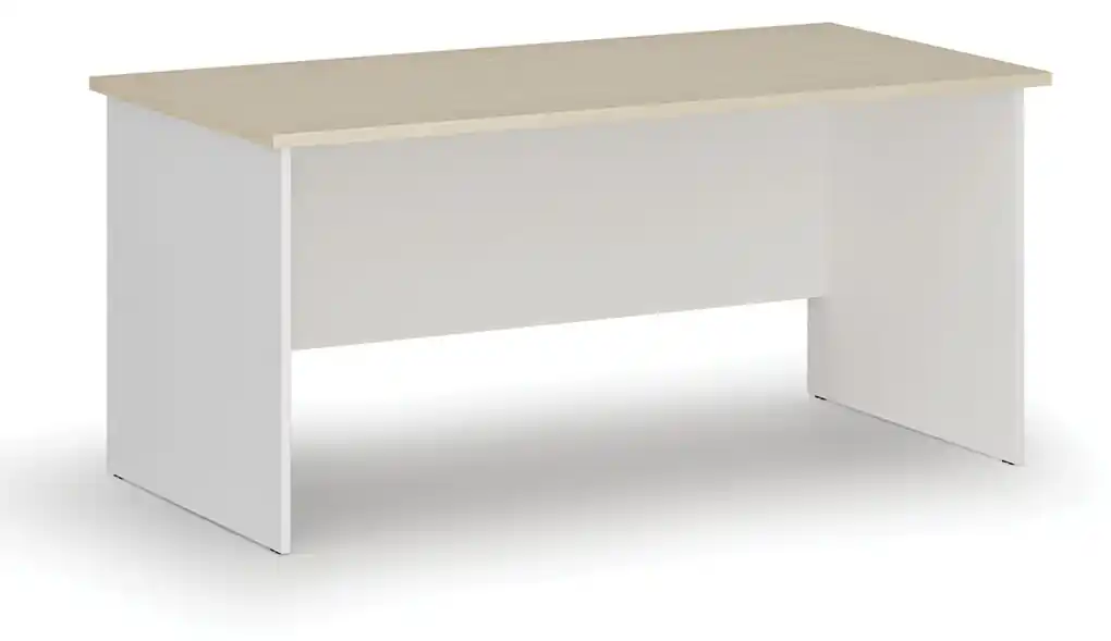 Kancelársky písací stôl rovný PRIMO WHITE, 1600 x 800 mm, biela/breza |  BIANO