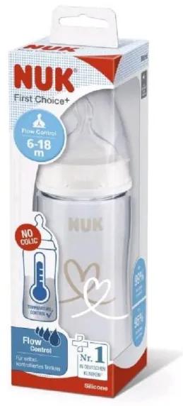 NUK Dojčenská fľaša NUK FC+Temperature Control 300 ml BOX-Flow Control cumlík beige