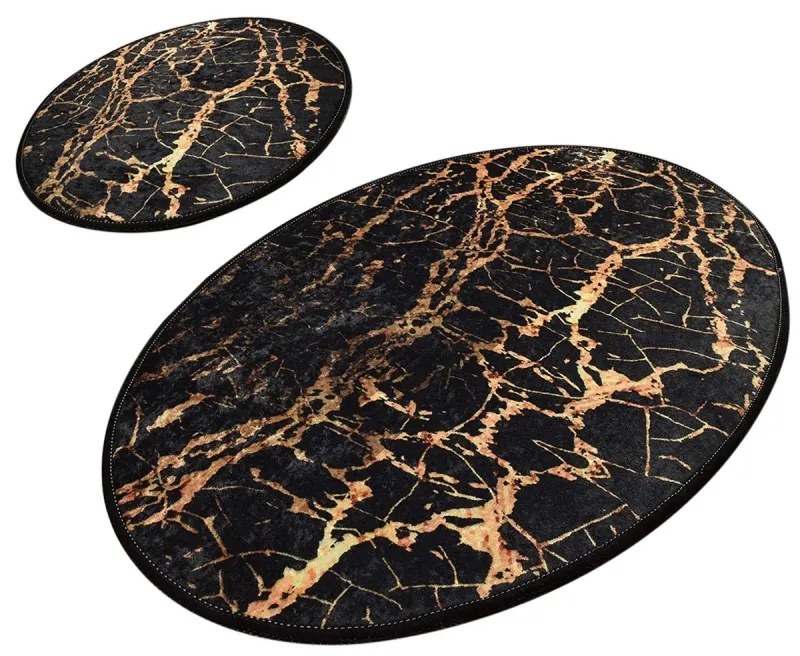 Sada 2 kusov kúpelňových predložiek Goldes čierna/zlatá