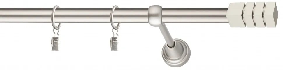 Dekorstudio Chrómová matná jednoradová garniža NORDIC 19mm Dĺžka: 420cm, Typ uchytenia: Držiak modern, Typ príslušenstva: Krúžky tiché so štipcami