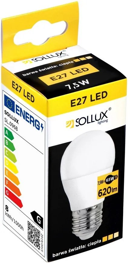 Teplá biela LED žiarovka E27, 7,5 W – Sollux