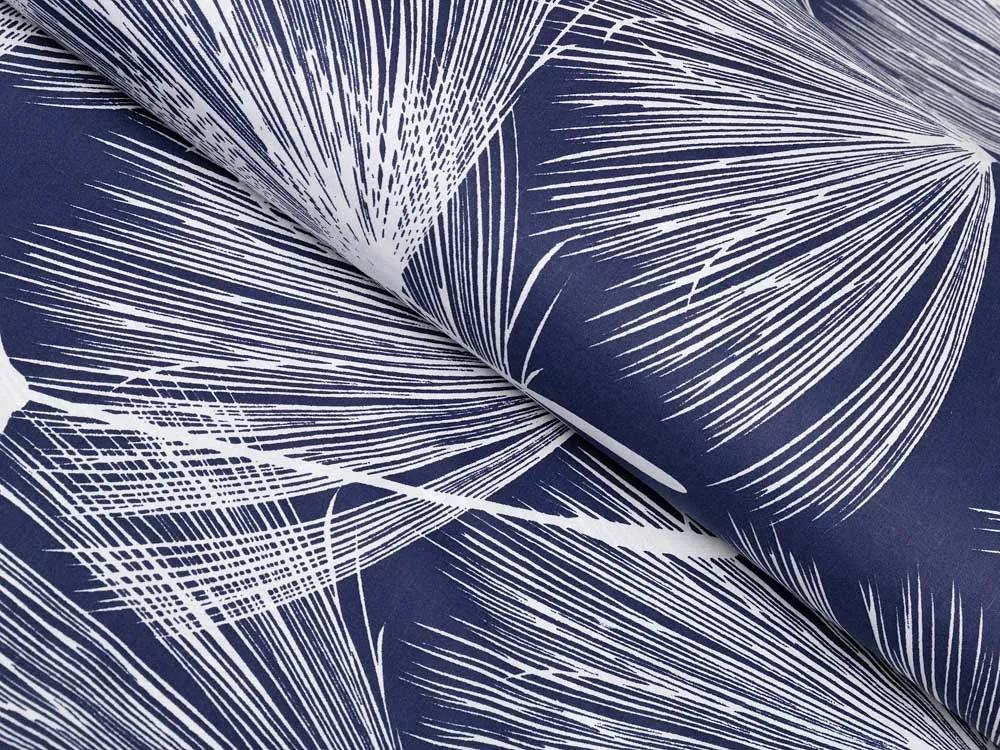 Biante Bavlnený obdĺžnikový obrus Sandra SA-414 Biele abstraktné páperie na modrom 100x140 cm