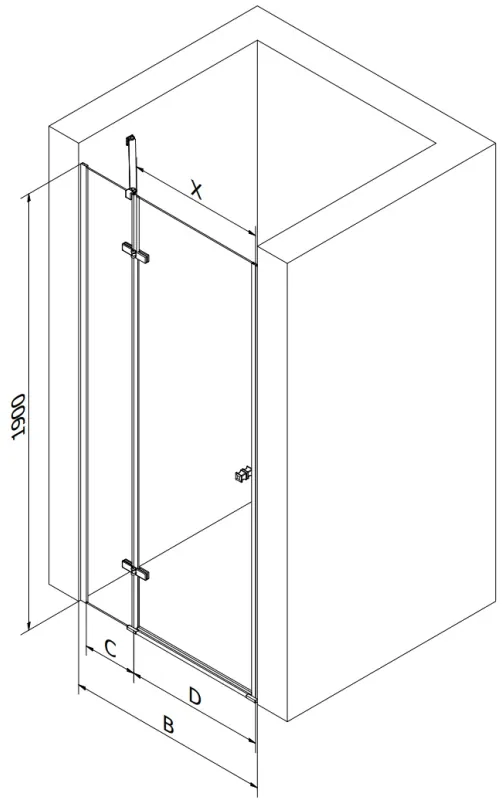 Mexen Roma, sprchové dvere do otvoru 100 x 190 cm, 6mm číre sklo, chrómový profil, 854-100-000-01-00