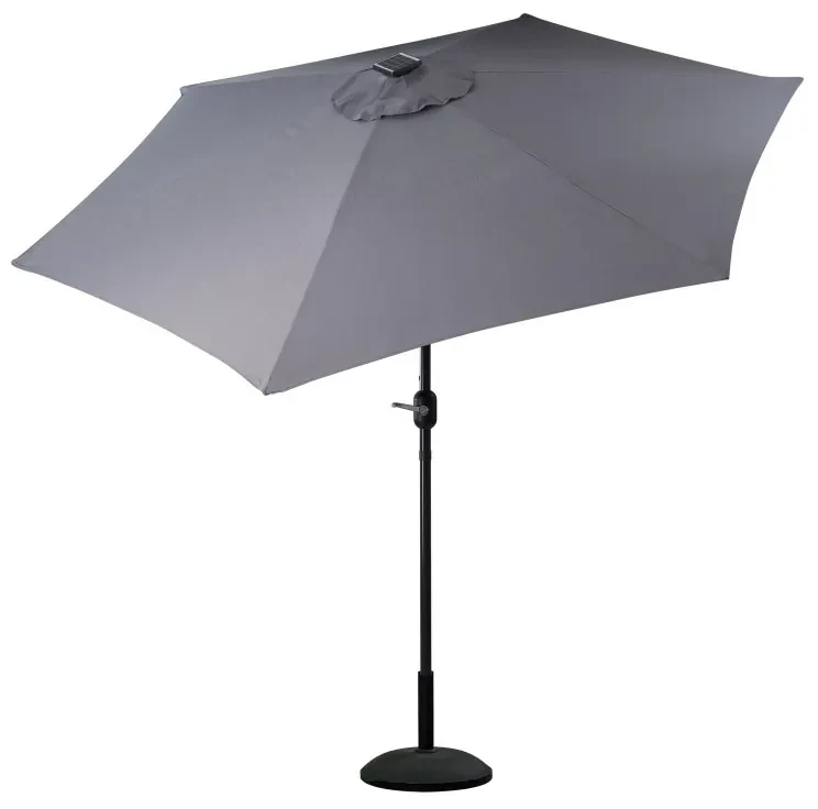 DEMA Alu slnečník so solárnym LED osvetlením 270 cm Triest, antracit