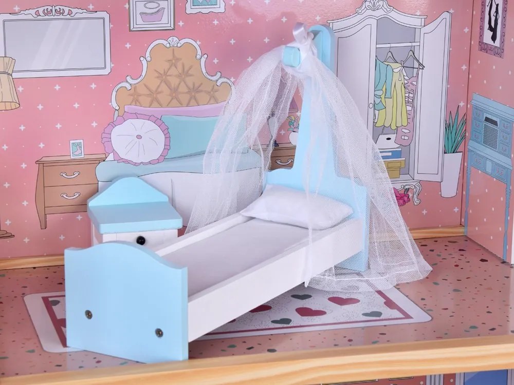 Krásny dvojposchodový veľký drevený domček pre bábiky s nábytkom ZA5458