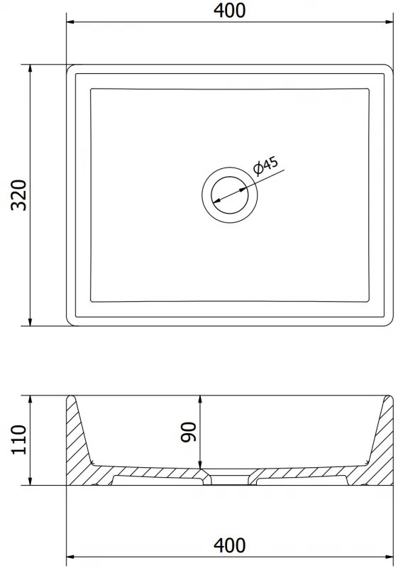 Mexen Goya, umývadlo na dosku 40 x 32 cm, svetlá šedá matná, 22184061