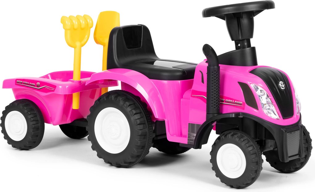 MULTISTORE Jazdítko traktor New Holland s príveskom, interaktívny volant so zvukmi, ružové 12m+