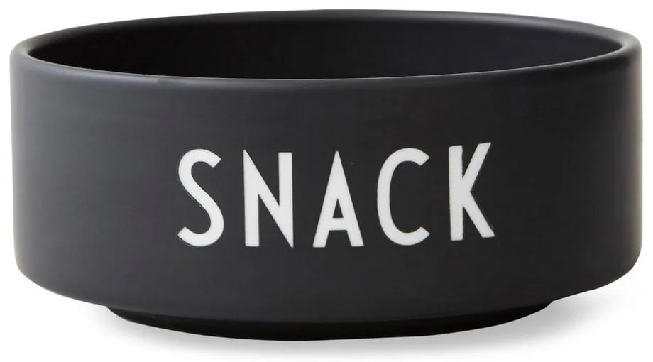Čierna porcelánová miska Design Letters Snack, ø 12 cm
