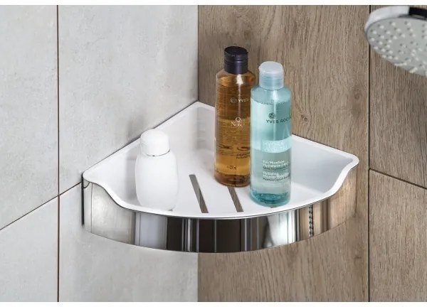 Aqualine - Rohová polica do sprchy SAMBA 21,8x30 cm lesklý chróm