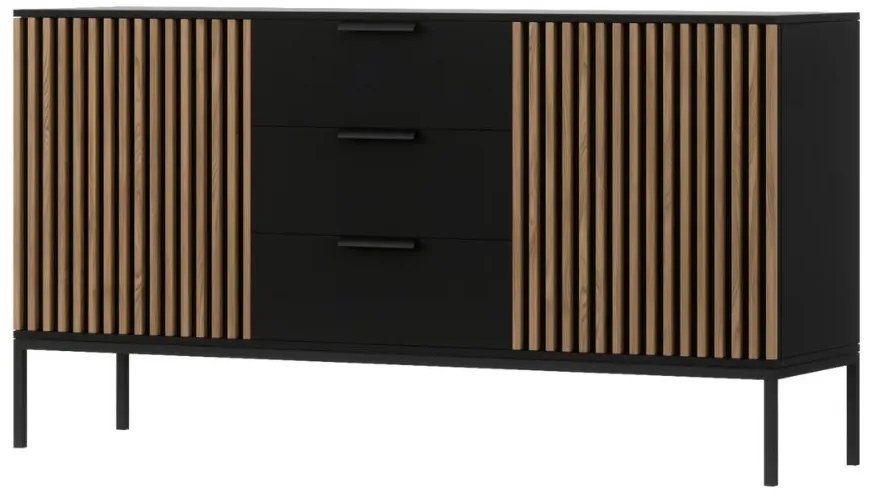 Komoda MEORATI 150x40 cm, čierna/dub artisan