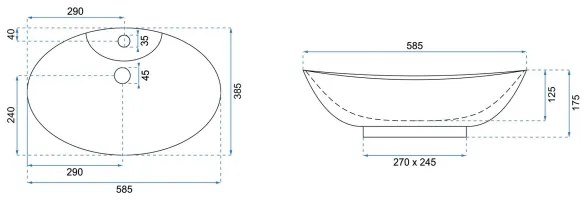 REA-U0160 - Umývadlo na dosku ROSA 38,5x58,5 cm keramika/lesklá biela