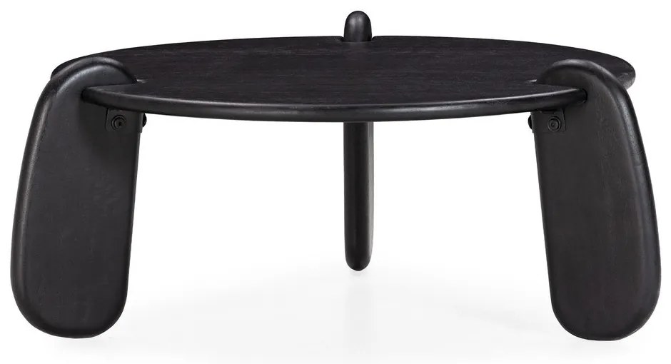 Čierny okrúhly konferenčný stolík z mangového dreva ø 80 cm Tamira – MOME