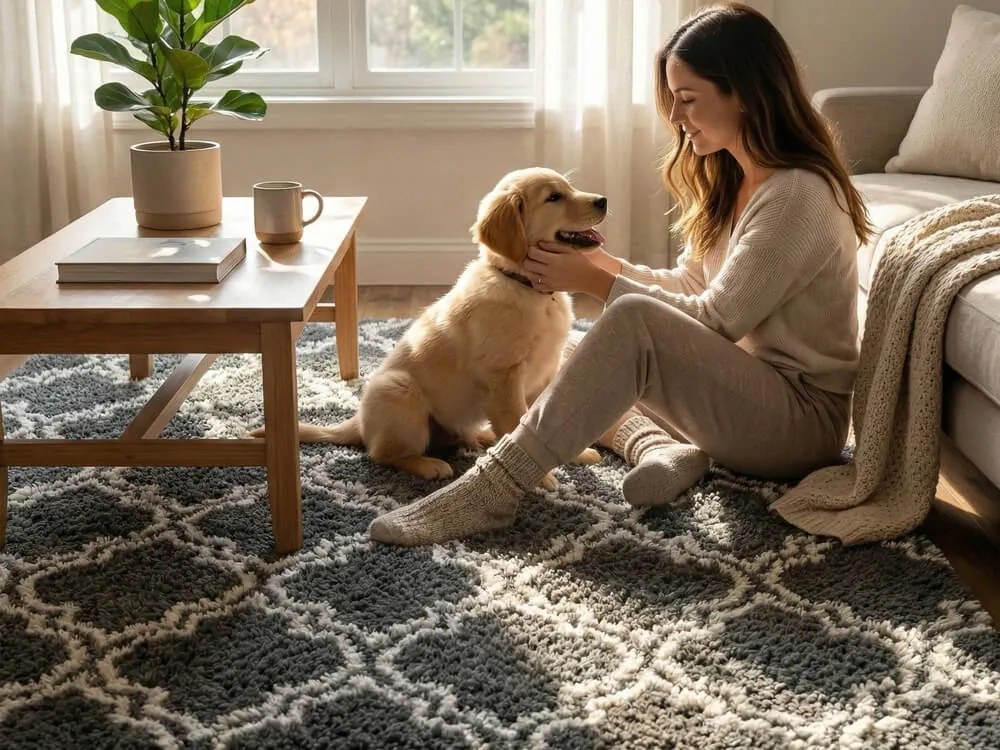 TZ Tmavosivý vzorovaný koberec shaggy Decor Latern Rozmer: 140x200 cm