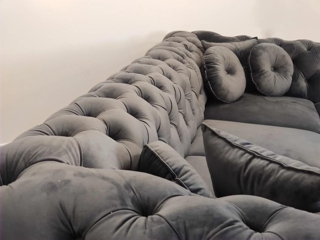 Rohová sedačka rozkladacia, CHESTERFIELD Madrid, šedá Dĺžka: 340 x 320 cm