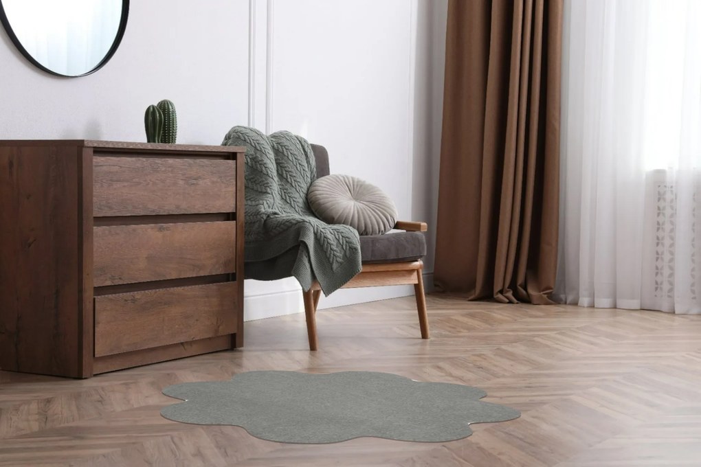 Vopi, Kusový koberec Color Shaggy šedý kvietok, 160x160 kvietok, šedá, obývacia izba