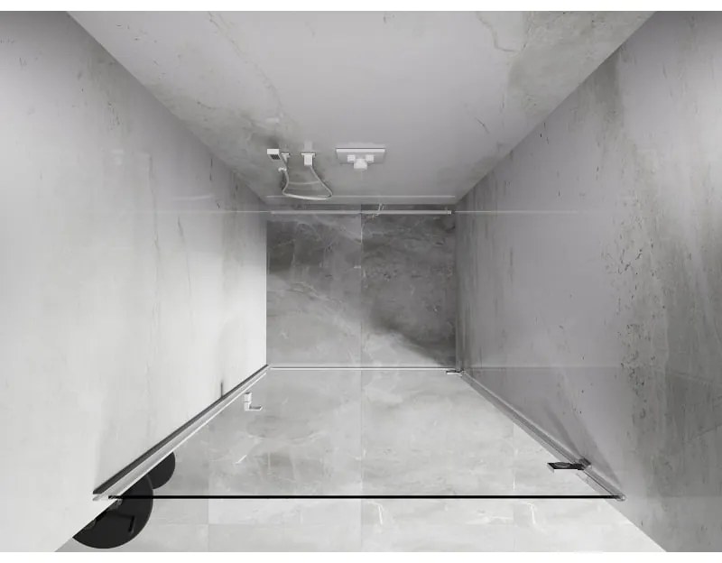 Mexen, Mexen Lunar-B pravé otočné sprchové dvere 90 cm, transparentné, biele - 832-090-000-20-00-P